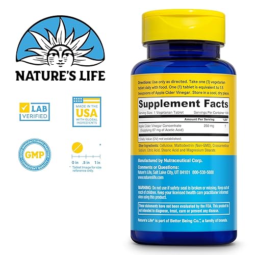 Miniatura 8 de Nature's Life Vinagre de sidra de manzana 250mg  con 87 mg de ácido acético (250 cápsulas vegetales)