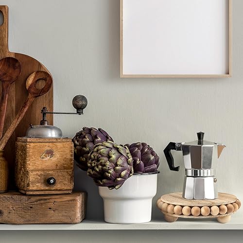 Miniatura 7 de 2 soportes de pedestal de madera con cuentas para exhibición, soportes redondos de granja, acento decorativo para cafetería, baño, isla de cocina,