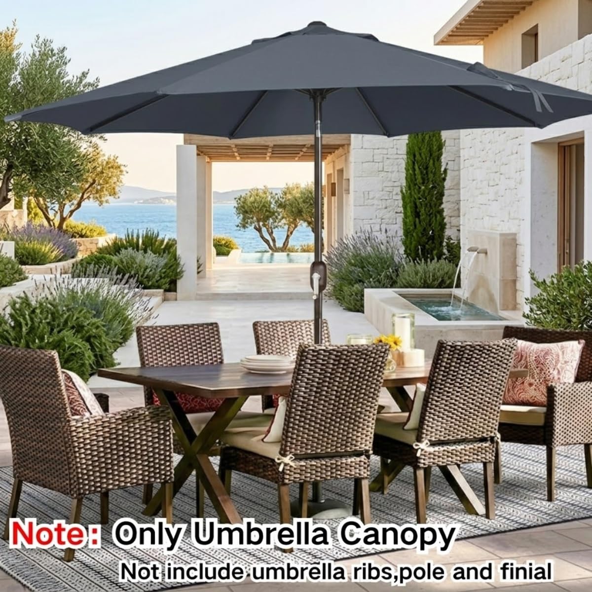 Generico 4.0m Telo di Ricambio 6/8 Stecche, 2m 2.15m 2.5m 2.7m 3.0m Copertura di Ricambio per Ombrellone da Giardino Cortilia, Impermeabile Replacement Parasol Cover Patio