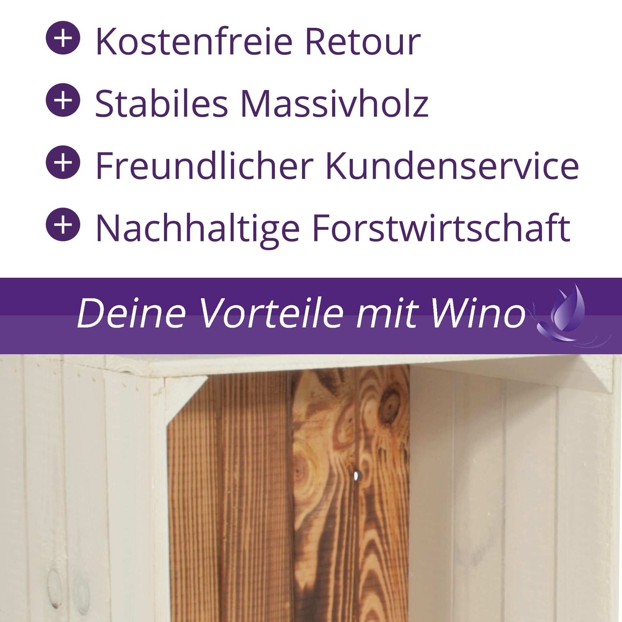 Weinregal Wino Set aus Holz - Greta Geflammt Komboset