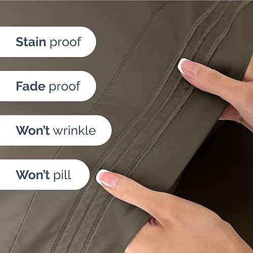 Vista 601 de Juego de sábanas de 4 piezas tamaño king, extrasuaves, transpirables y refrescantes con esquinas profundas, sábanas de fácil ajuste y sin arrugas