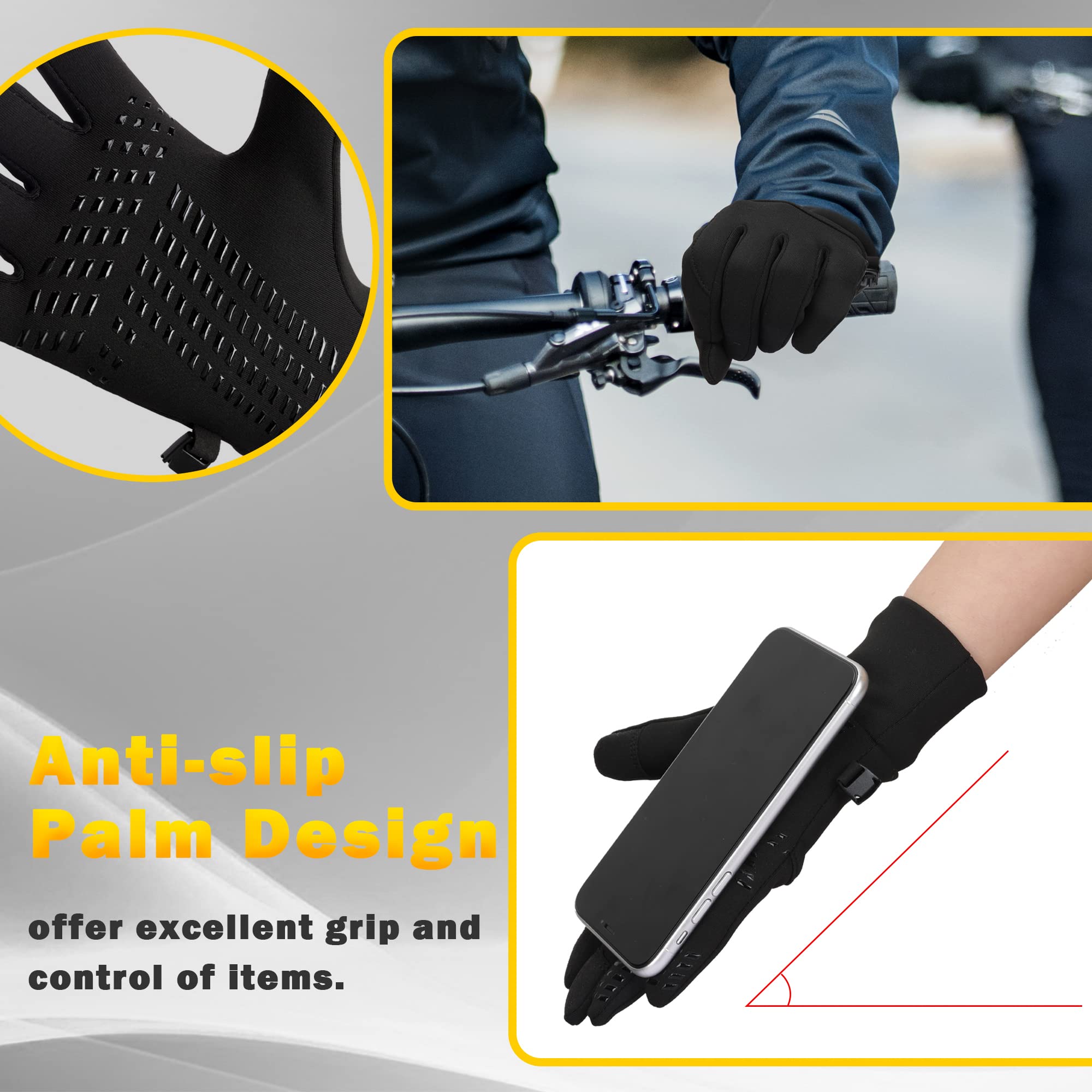 BLUEVER Guanti da Corsa, Guanti Invernali Antivento Touchscreen Guanti Sportivi Caldi Antiscivolo Idrorepellenti per Uomo Donna, Idea per Corsa, Ciclismo, Arrampicata, Escursionismo