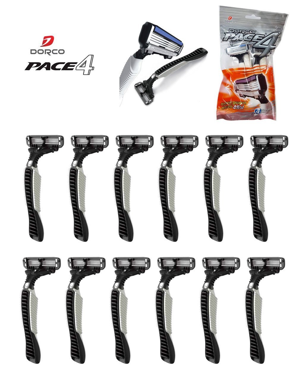 DORCO3 Pack 12 pieces Pace4 Disposable Razors