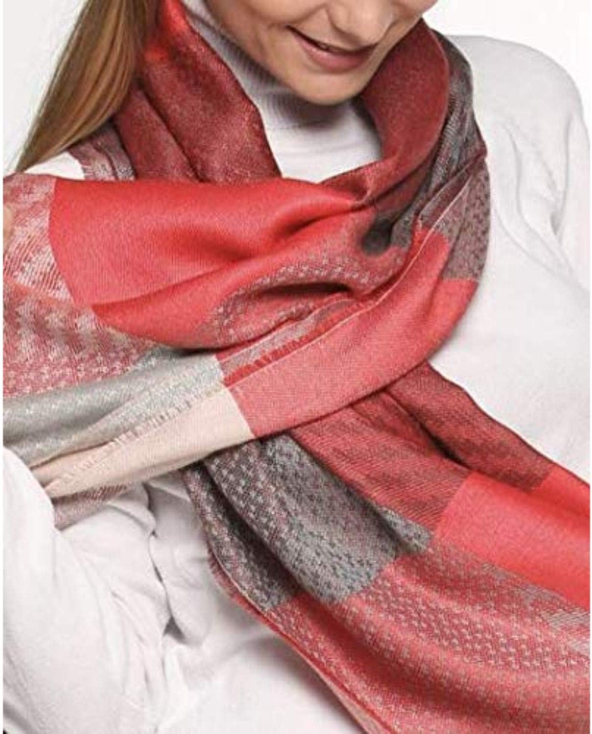 70% Baby Alpaca 30% Silk Shawl red Colour