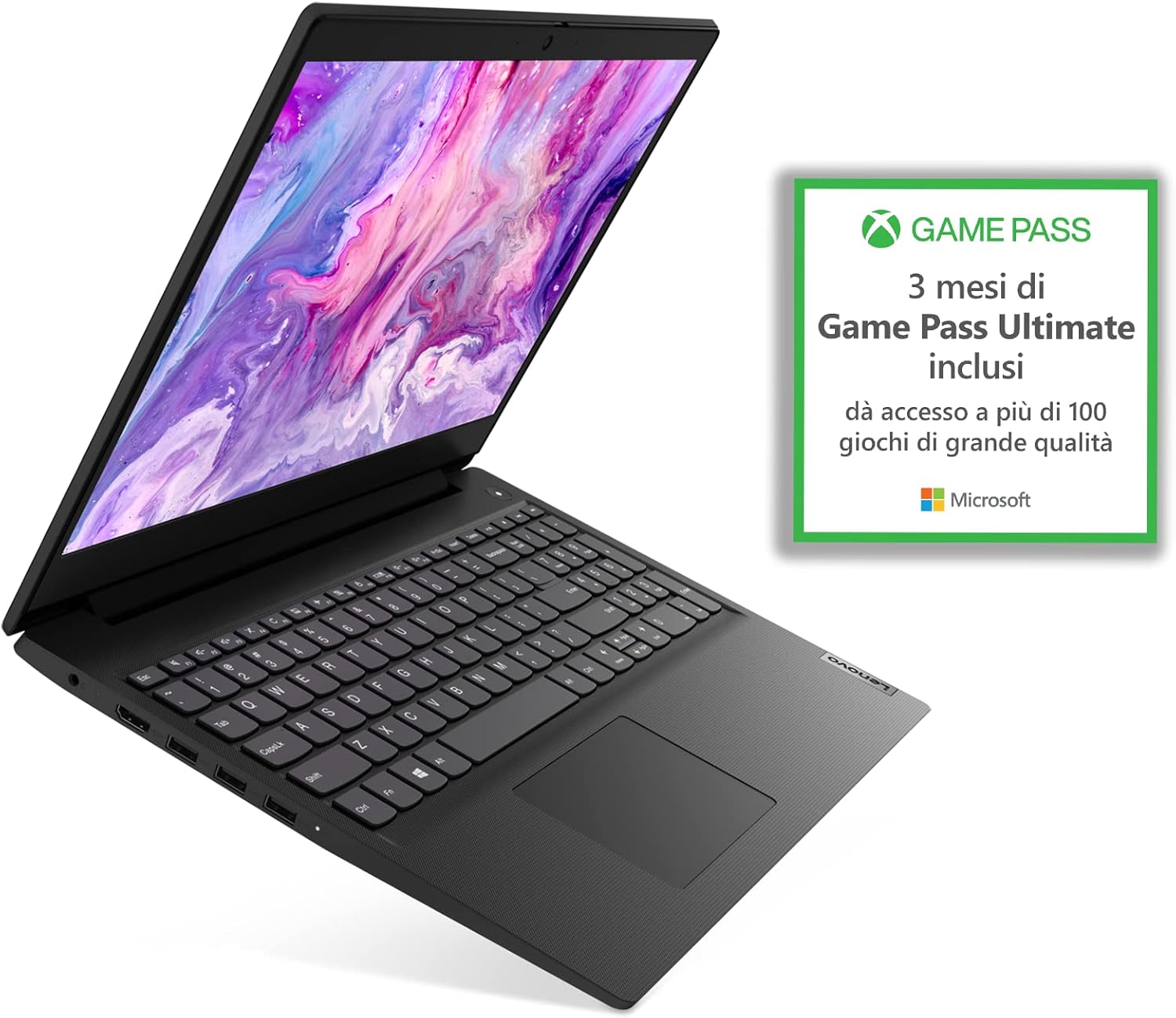 Lenovo IdeaPad 3 Notebook - Display 15.6 FullHD (Processore Intel Core i3-10110U, 256 GB SSD, RAM 8 GB, Windows 11 S) - Business Black - Esclusiva Amazon Lenovo IdeaPad 3 Notebook - Display 15.6 FullHD (Processore Intel Core i3-10110U, 256 GB SSD, RAM 8 GB, Windows 11 S) - Business Black - Esclusiva Amazon