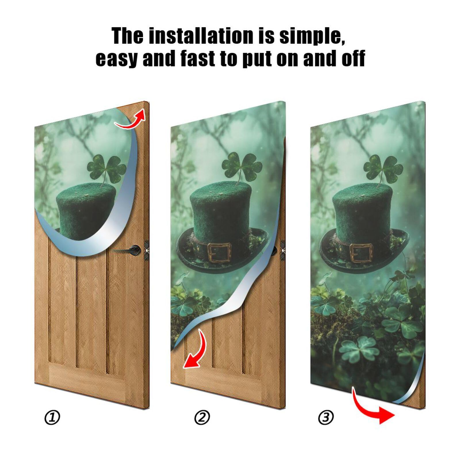 FLildon Leprechaun Hat St Patrick's Day Door Cover Decoration, Party Accessory Porch Decor for Festive Ornament Room Door Covers 35 x 79 Inch