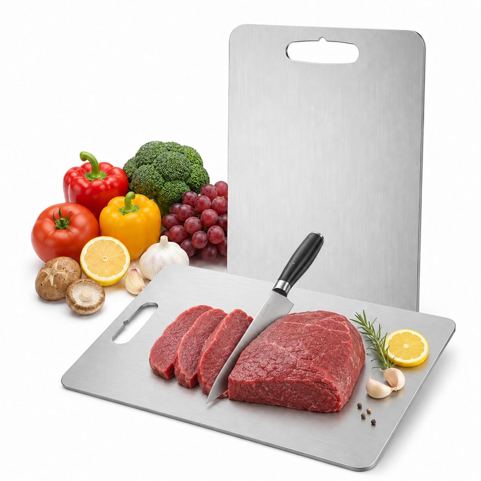 Cutium Tabla de Cortar, de Titanio, Inodora y Fácil de Limpiar (39 * 28CM) | No se hincha, no se astilla y evita la abrasión típica del plástico al cortar diferentes alimentos.