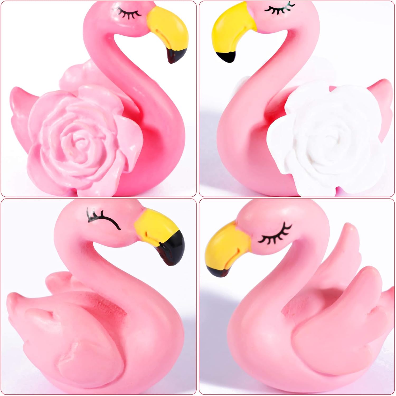 28 Pieces Pink Flamingo Cake Decorations Flamingo Cake Toppers Mini Flamingo Miniature Figurines DIY Handmade Flamingo Decoration for Birthday Party, Wedding, Baby Shower, Anniversary Party, 4 Styles