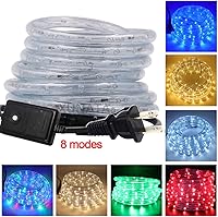 Vista 7 de Cuerda de luces LED, tira de luces LED de 1/2 pulgada, 3.3 pies/3.3 ft CA 110-130 V resistente al agua con 8 modos de parpadeo/desvanecimiento