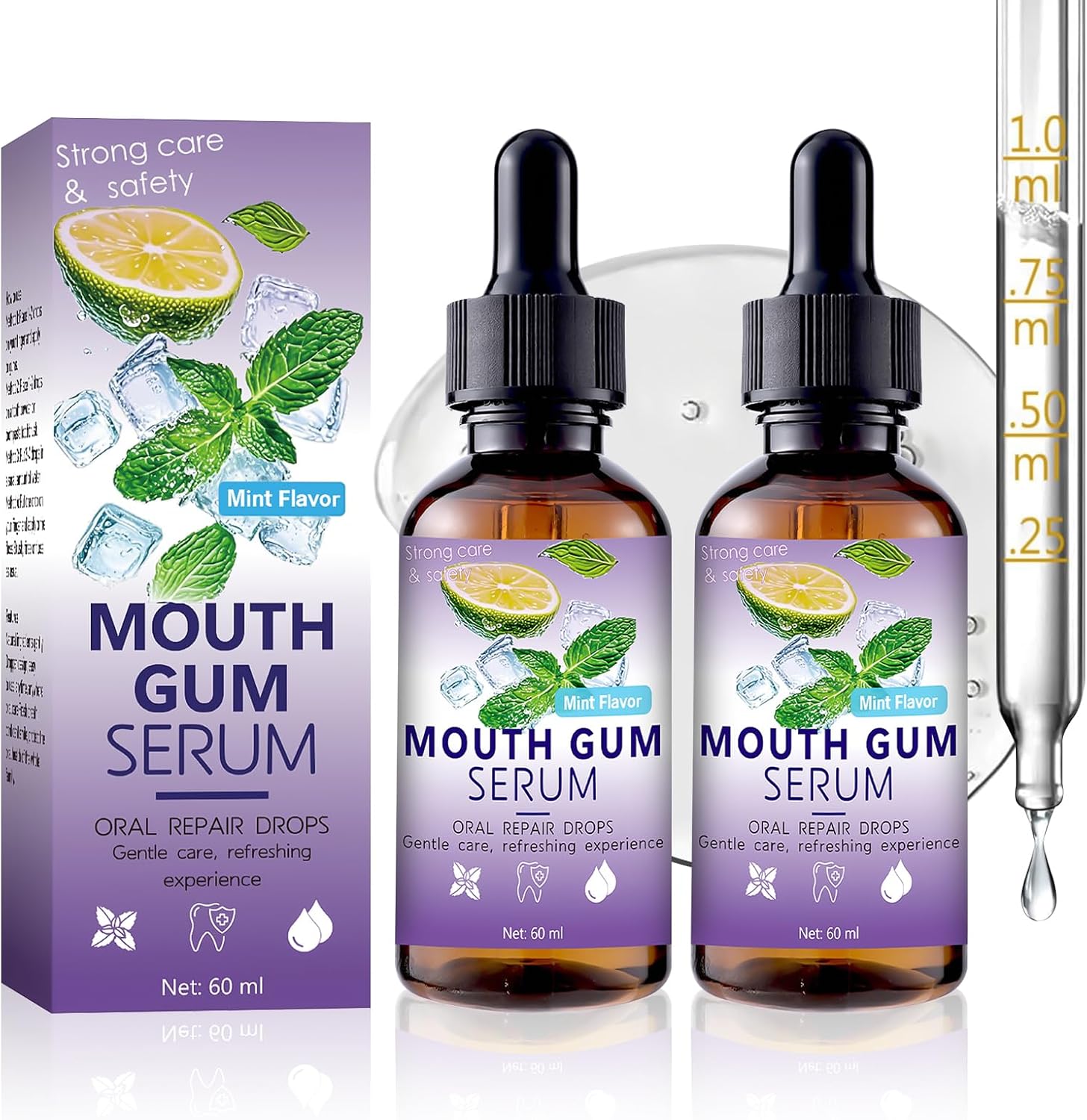 Gum Restore Drops - 60ML Gum Repair for Receding Gums Treatment, Gum Regrowth Treatment Drops for Dry Mouth, Stain Removal & Bad Breath Treatment for Adults, Instant Fresh Breath