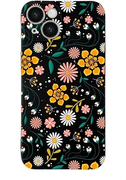PrintiFy Apple Iphone 14 Plus Compatible Launch Case Floral Design Velvet Cover-black