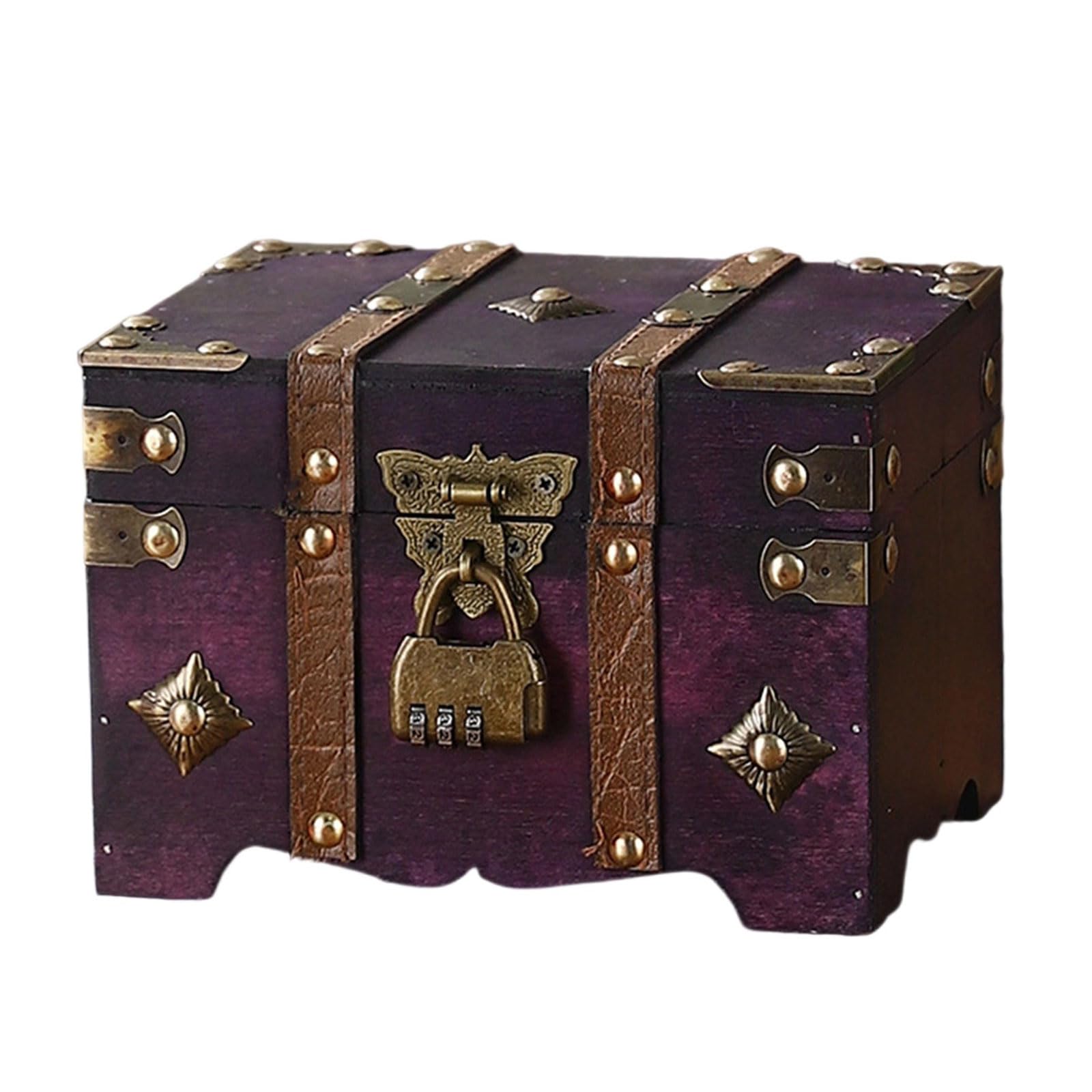 Xinsheinelry Antique Styles Locking Storage Box with Secure Combination Code Large Capacity Wooden Chest for Jewelry Collectibles Antique Styles Security Trunk