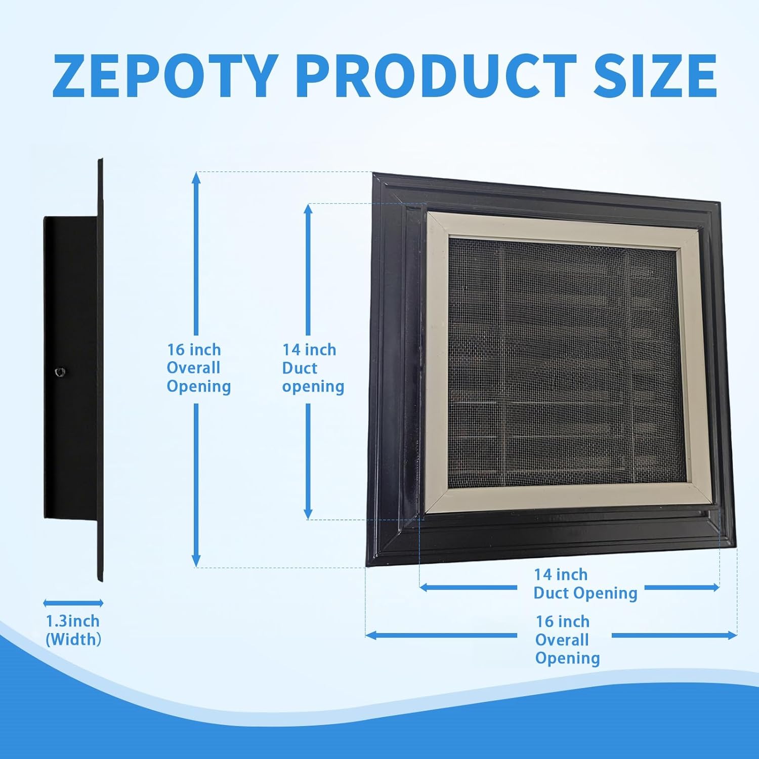 2pcs 16" x 16" premium aluminum gable vents with screen, paintable design -ideal for attic and shed ventilation, vent opening 14"x14" (black 16" x 16"-2 pack)