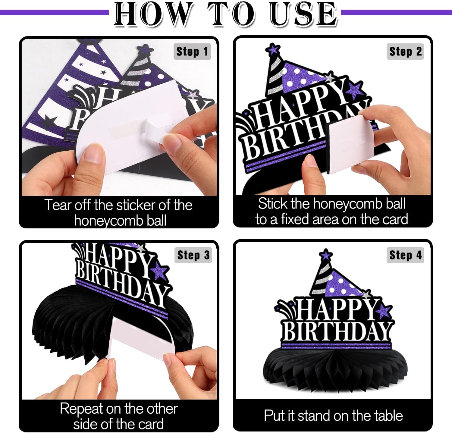 Happy 70th Birthday Decorations,70th Bday Purple Glitter Shiny Stand Honeycomb Table Centerpieces - Cheers to Seventy Years Old Birthday Party Photoprop Gift Sign.