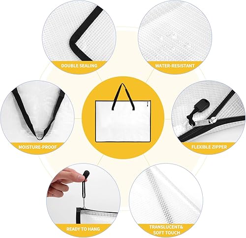 Miniatura 3 de EOOUT 4 bolsas de 19 x 25 pulgadas, carpeta de portafolio para obras de arte, bolsa de almacenamiento de carteles con cremallera y asa,