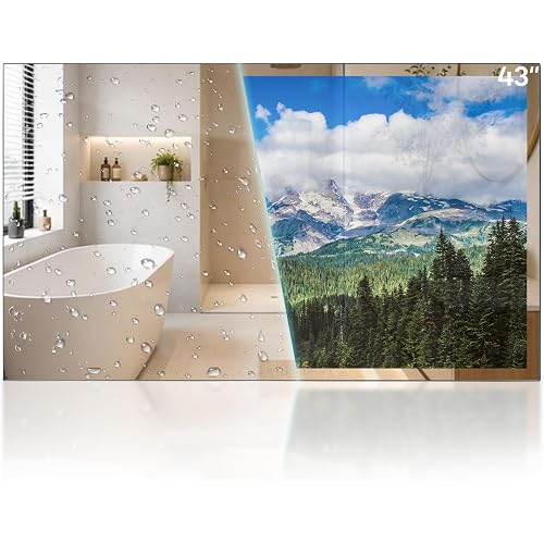 43 Inch Smart Mirror TV, 4K UHD Waterproof LED TV for Bathrooms and Hotels