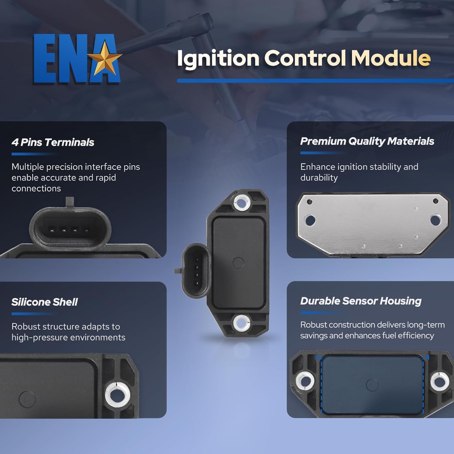 ENA Ignition Coil and Module System Compatible with GMC Chevy Chevrolet Pontiac Express 1500 Safari Savanna Silverado Sonoma Blazer Jimmy S10 4.3L 5.0L 5.7L V8 1996-2002 Replacement for DR49 LX381