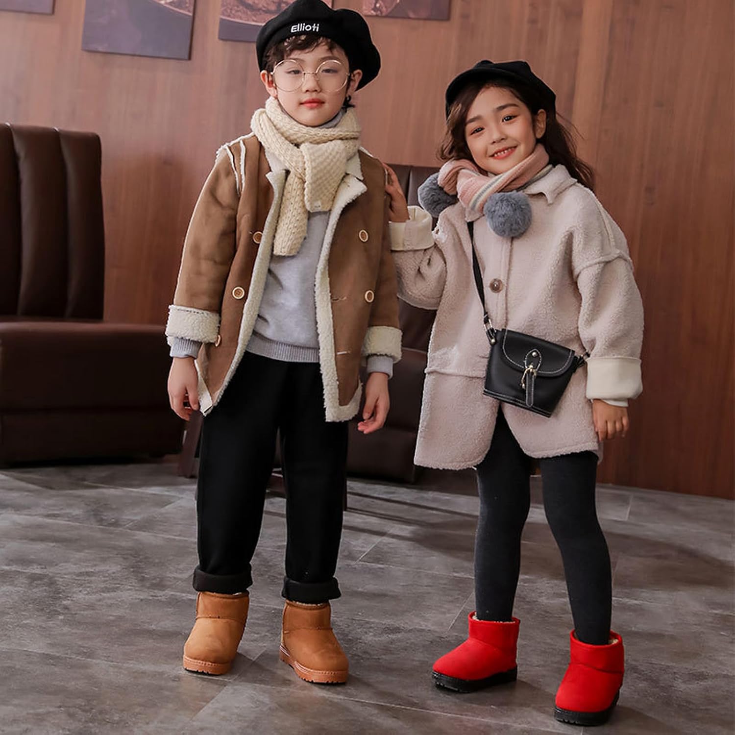 Boys' Girls' Toddlers' Slip-on Winter Boots Warm Fur-lined Outdoors Round-toe Ankle Booties