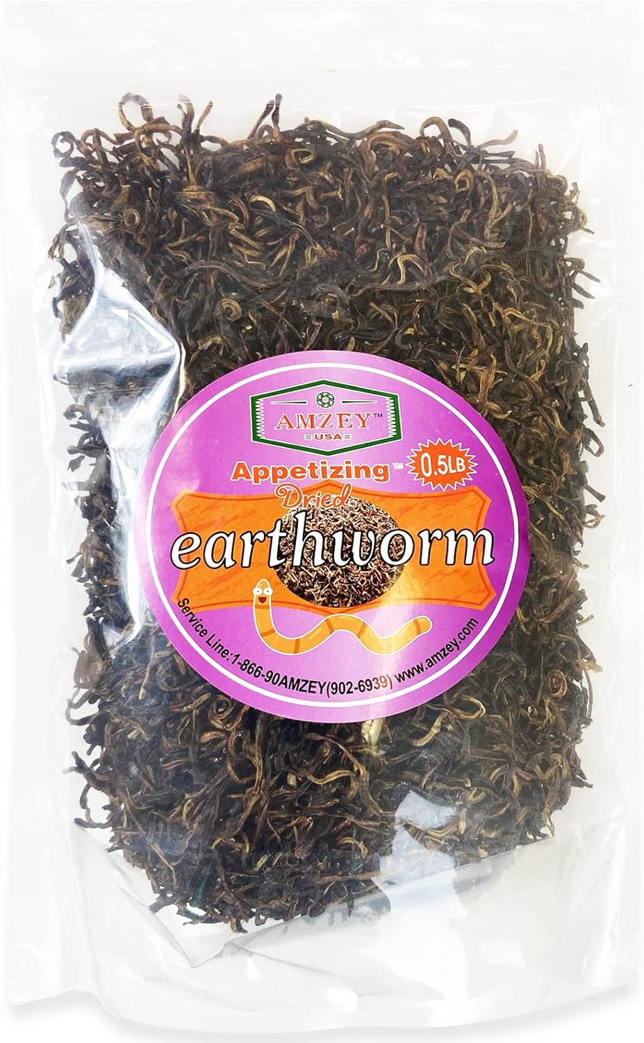 Amzey 8 oz Freeze Dried Earthworms, Great for Large