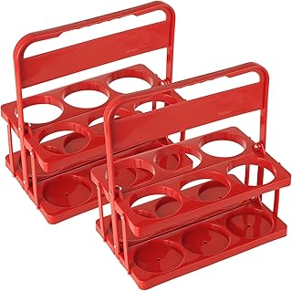 2 PCS Drink Carrier with Handle - Reusable Cup Carriers for Drinks - Reusable Plastic Drink Holder 6 Cups Accessories for Delivery, GrubHub Drivers, Eats Doordash Accessories(Dark Red)