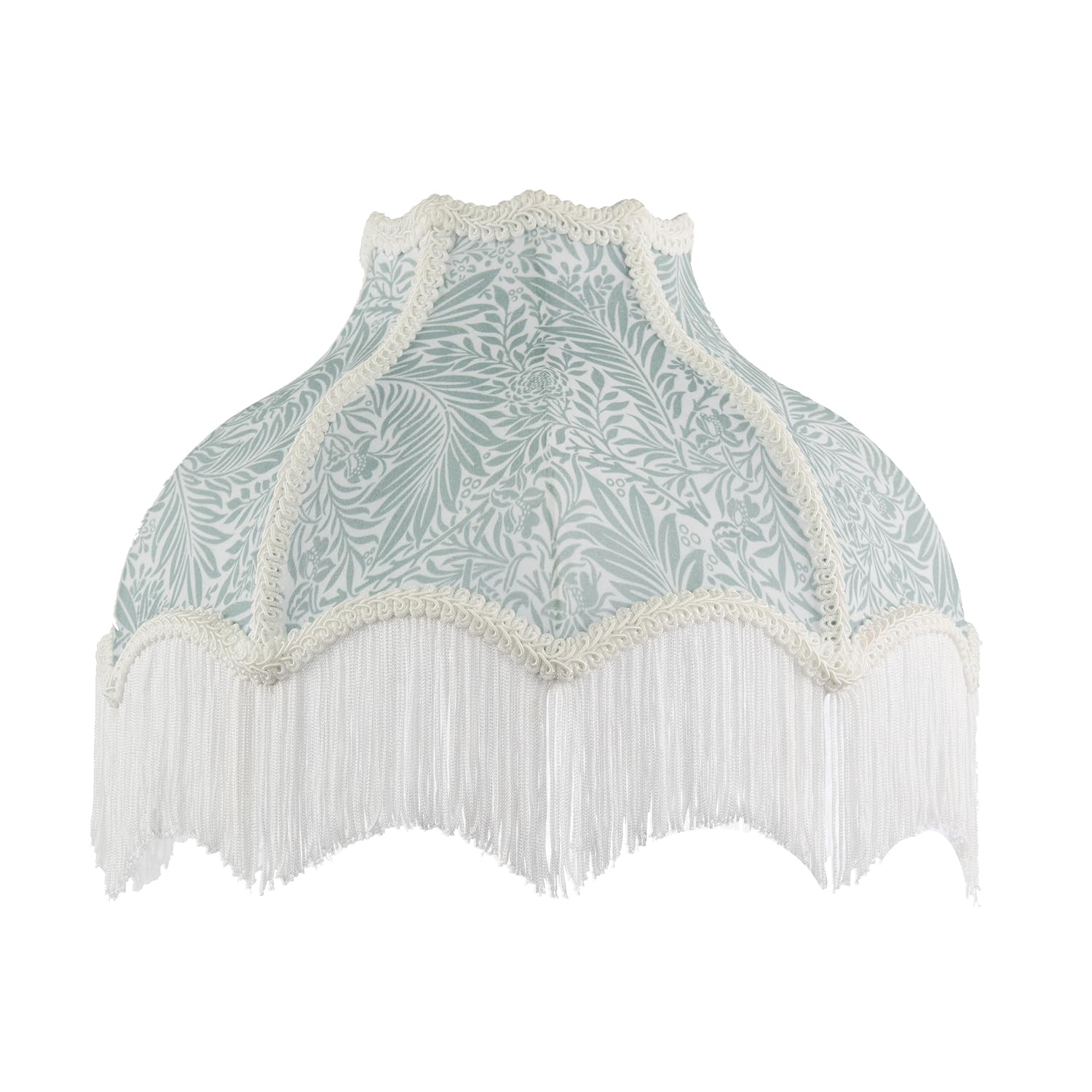 Classic Victorian Lamp Shade in Light Emerald Green Velvet with Trims by Happ...