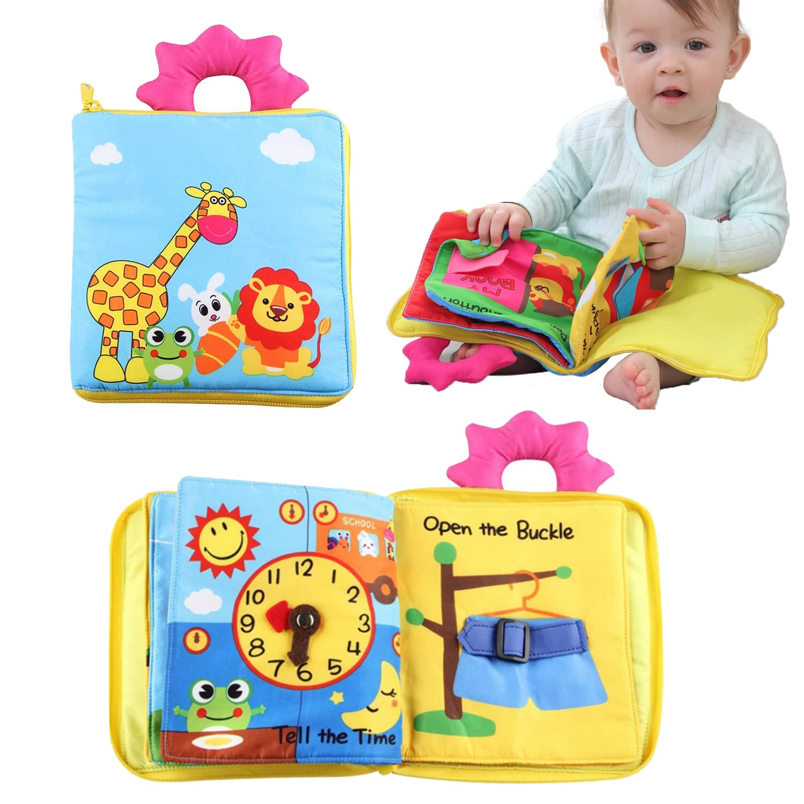 Towwoo Libros Blandos para Bebé, Busy Board Libro Activity Bebé, Libro De Tela para Bebé Juguetes Educativos Actividades Montessori para 1 a 2 Años Niños Pequeños