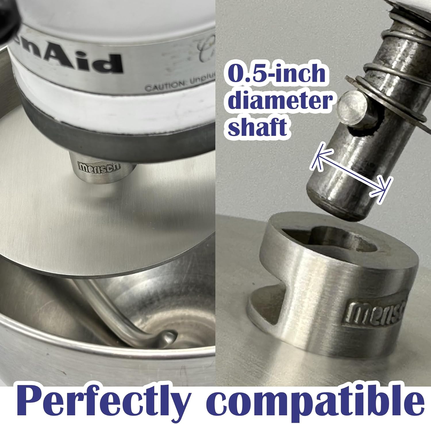 Anti-Climb Stainless Steel Dough Hook for KitchenAid 4.5-5 Qt Tilt-Head Mixers, with 5.1" Shield to Stop Dough Climbing, Replaces K45DH