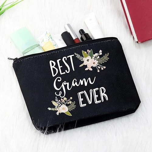 Miniatura 5 de GJTIM Regalo de cumpleaños de Gram Best Gram Ever Gift Quote Maquillaje Cremallera Bolsa Bolsa Abuela Cosméticos Bolsa, Best Gram Ever Negro, Moderno