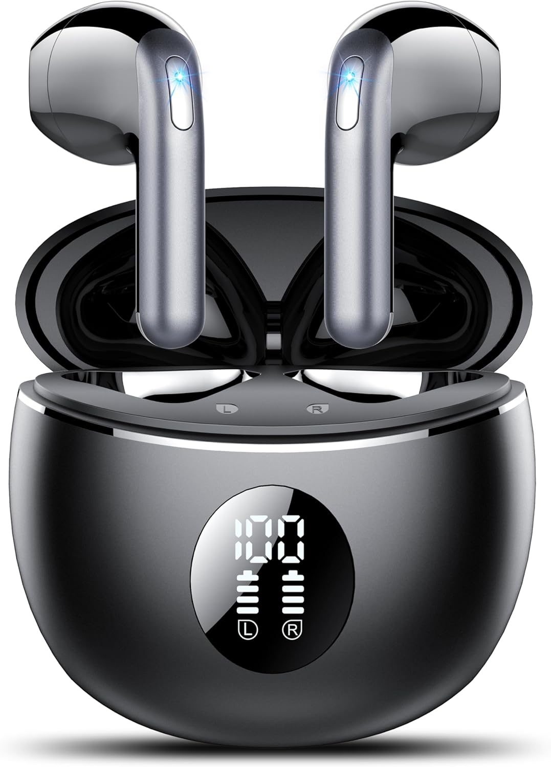 Wireless Earbuds, Bluetooth Headphones 5.4, 50Hrs Playtime Bluetooth Earbuds, in Ear Earphones with 4 ENC Call Noise Cancelling Mics, Ear Buds IPX7 Waterproof, Bass Boost 87%, USB-C Black