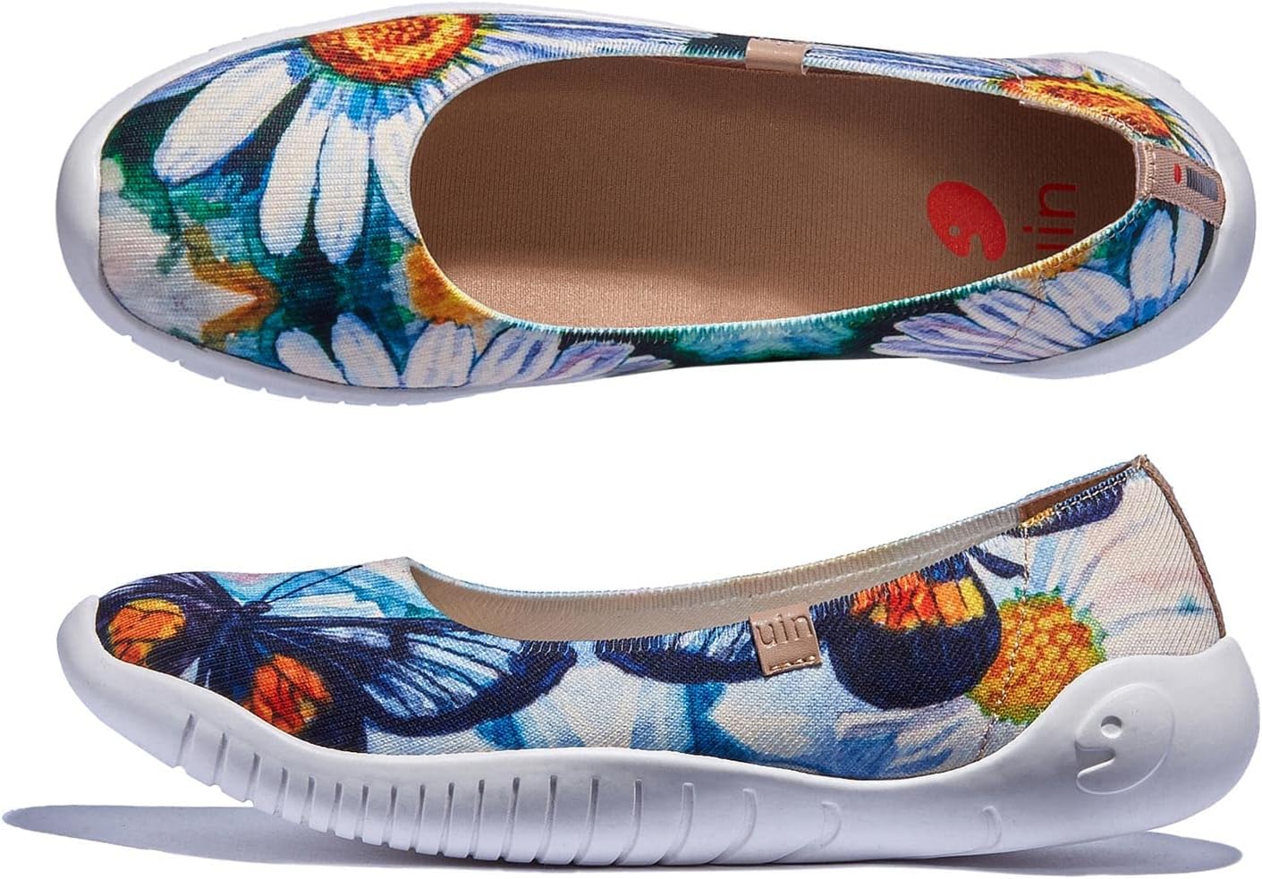 UIN Women's Art Painted Ballet Flats Slip On Pointed Toe Casual Lightweight Comfort Travel Walking Shoes Menorca Series
