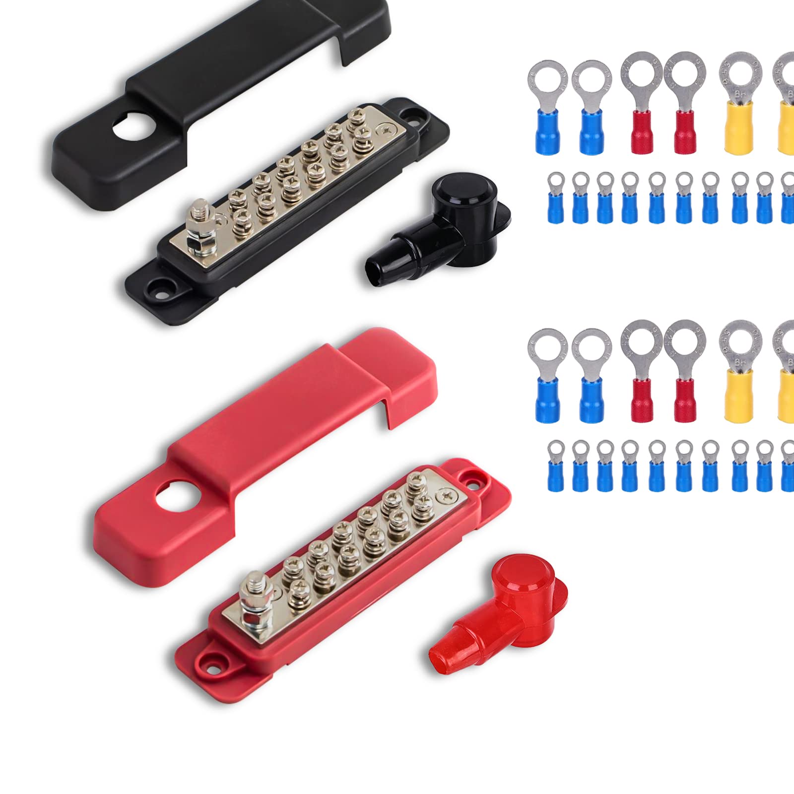 Buy 2 Pcs Bus Bar 180A 48V, Bus Bar Terminal Block with 32 Wire Lugs, 12 Terminal Distribution