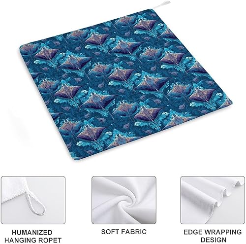 Miniatura 3 de Decorative Hand Towels for Bathroom - Retro Blue Manta Ray Print Soft Absorbent Small Bath Hand Towels for Kitchen, Farmhouse, Spa, Hotel, Guest Tea