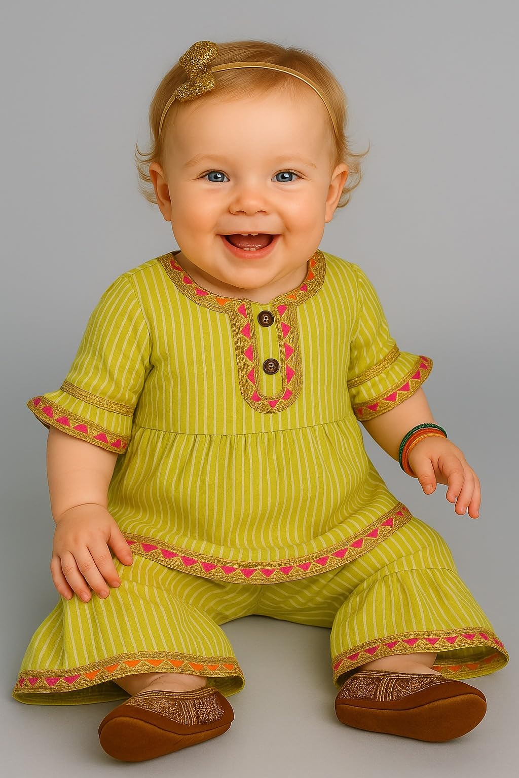 A.T.U.N. (ALL THINGS UBER NICE) Set di abbigliamento Kurti e Sharara in cotone per bambine | Set di abbigliamento tradizionale elegante morbido e traspirante per bambini