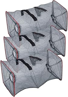INOOMP Blue Fishnets 3Pcs Crab Traps Fishing Bait Traps Minnow Traps Crawfish Traps Lobster Shrimp Collapsible Cast Net Fishing Nets Portable Folded Fishing Accessory Fishing Baits