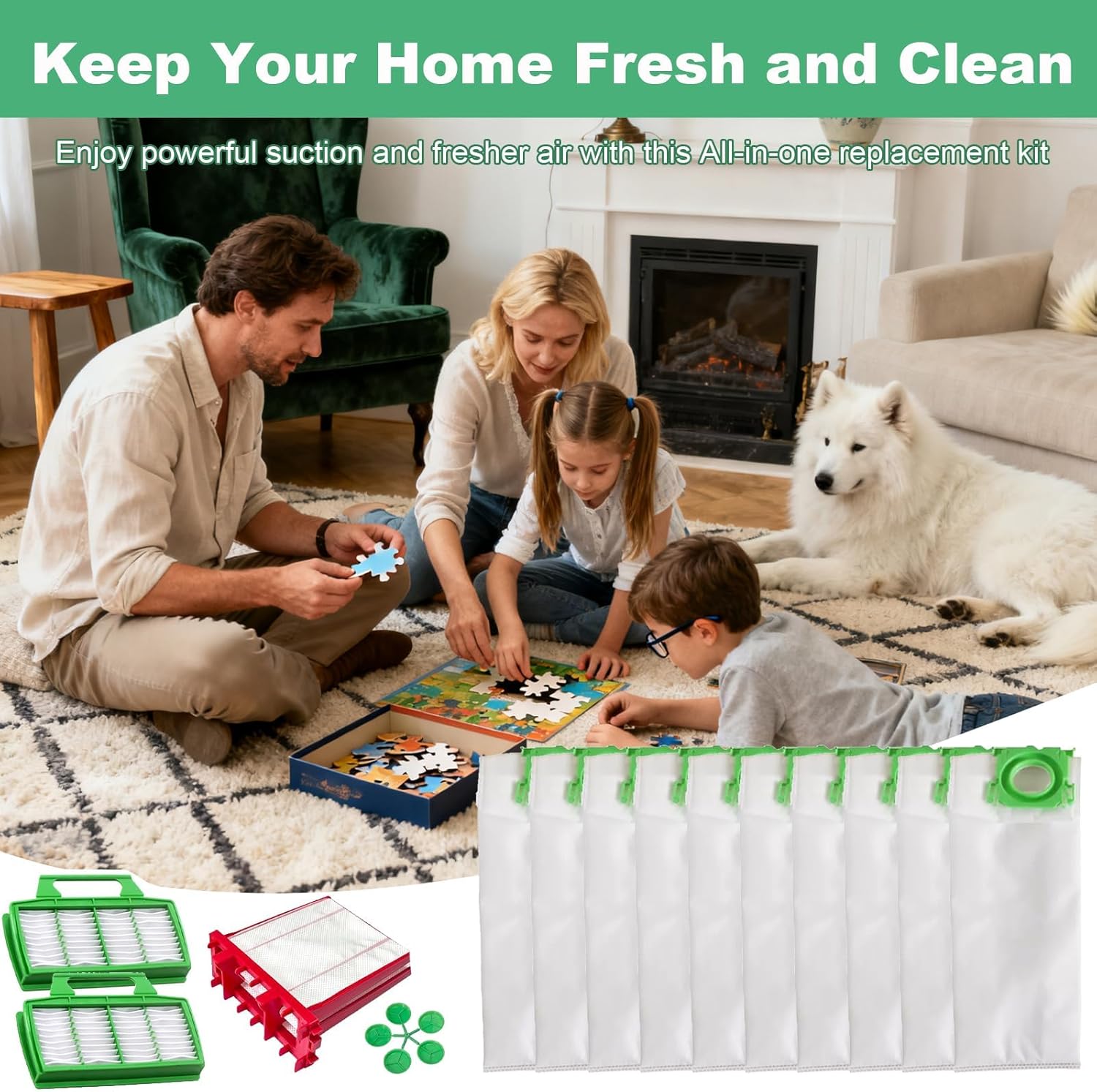 Replacement Filter Kit for SEBO Airbelt K Series Vacuums, Includes 10 Pack 6629ER Vacuum Bags, 2 Pack 6608ER Micro Hygiene Filter and 1 Pre-motor Microfilter