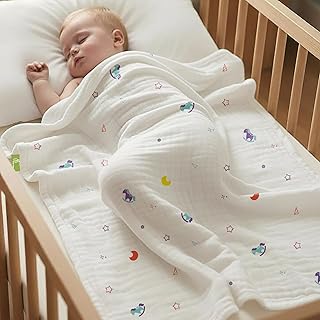 R for Rabbit Softkins Muslin Blanket for Newborn Baby 6 Layers Cotton Fabric Soft Breathable Lightweight All-Season Swaddl Price In India