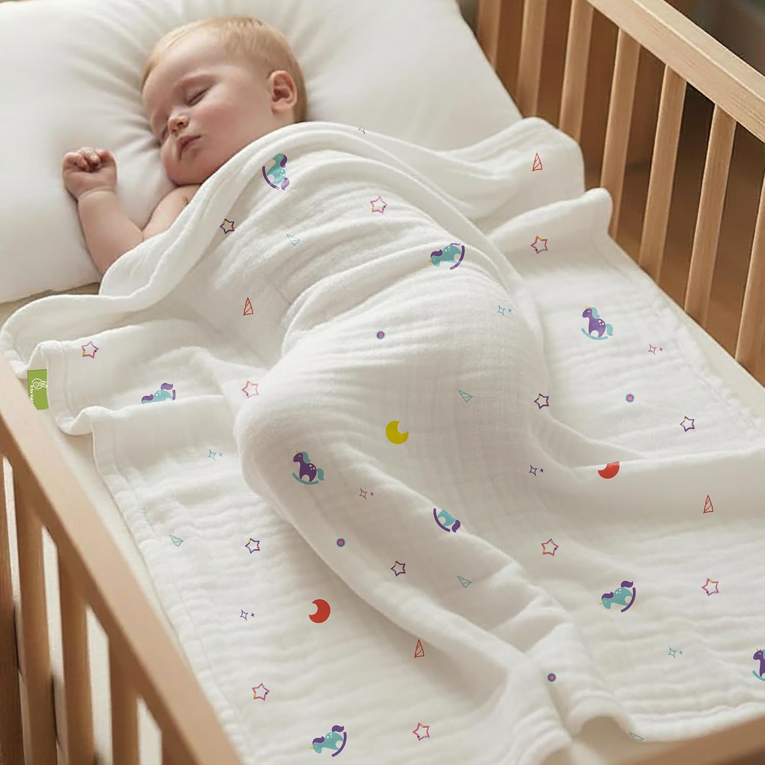 R for Rabbit Softkins Muslin Blanket for Newborn Baby 6 Layers Cotton Fabric Soft Breathable Lightweight All-Season Swaddl...