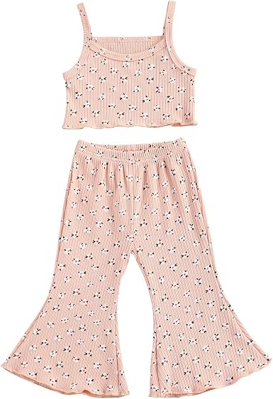 Amazon.com: Bmnmsl Conjunto de pantalones de campana para niña pequeña, 2  piezas, estampado floral, ropa de verano : Ropa, Zapatos y Joyería