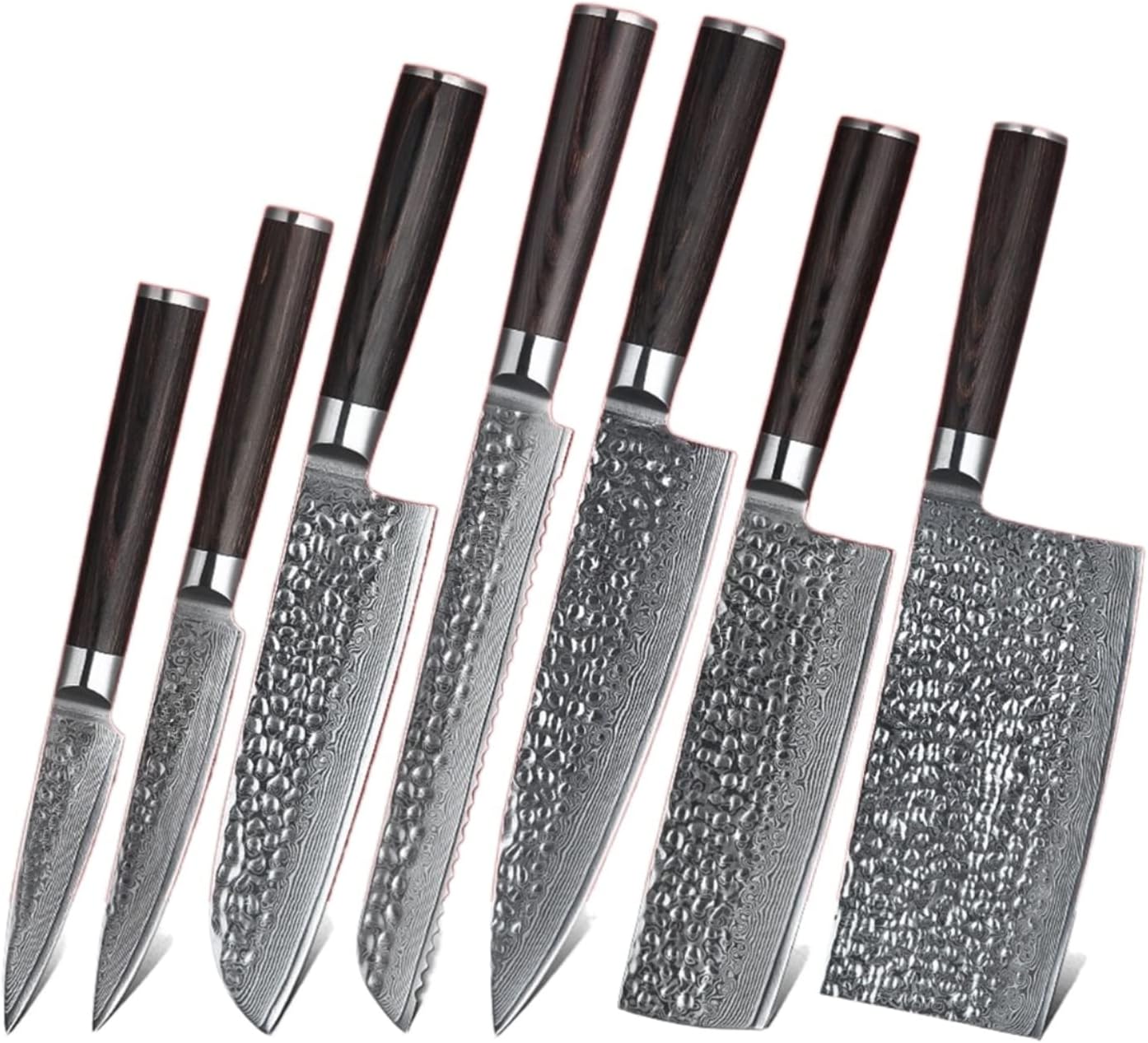 Juego de 7 cuchillos de cocina accesorios Japón acero damasco con mango ergonómico