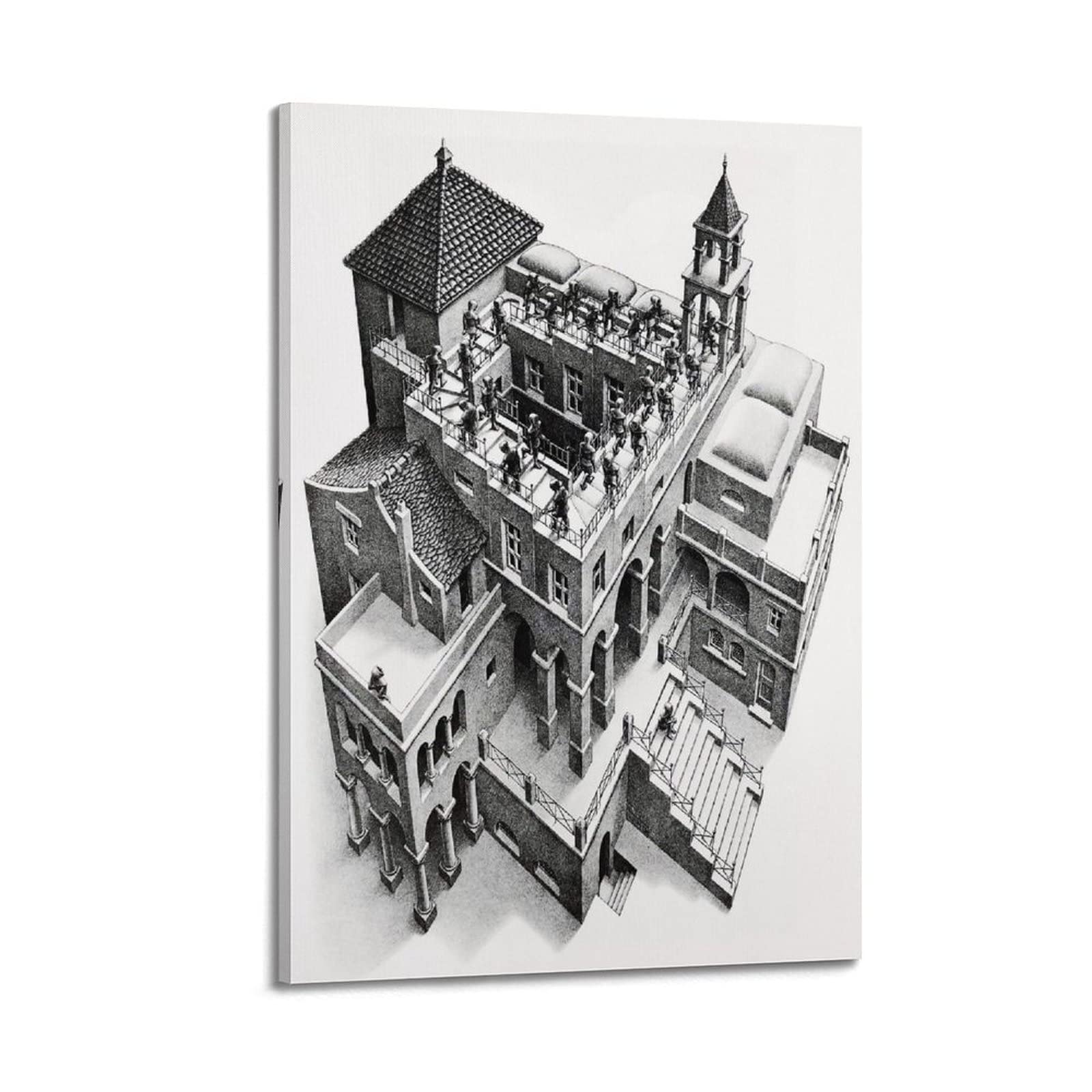 JAHER M.C. Escher Paintings Artworks - (Ascending And Descending) Posters Picture Print Wall Art Painting Canvas Artworks Gift Idea Room Aesthetic 08x12inch(20x30cm)
