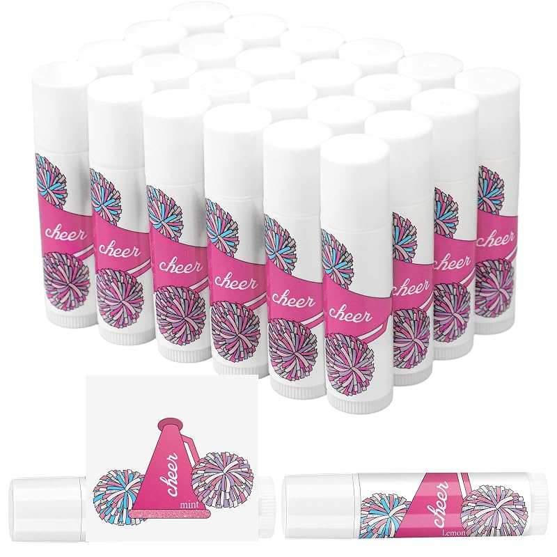Bálsamo labial Suttmin com tema de equipe de cheer, aromas de limão e menta, Pacote com 24