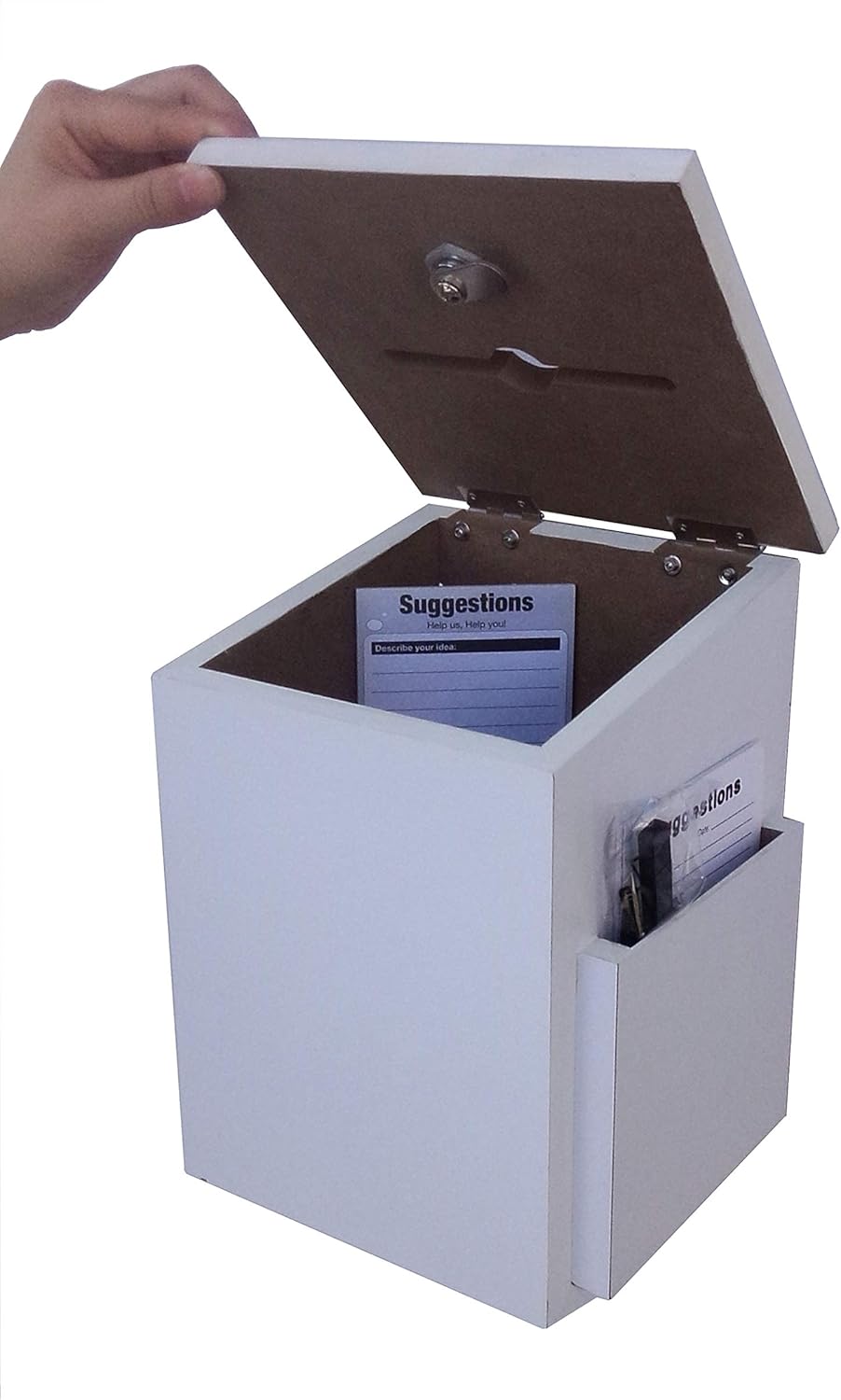 FixtureDisplays® Comment Collection Box Suggestion Donation Box Charity Box Ballot Box 7.5"W x 7.5"H x 9-7/8" D 15659-White : Office Products