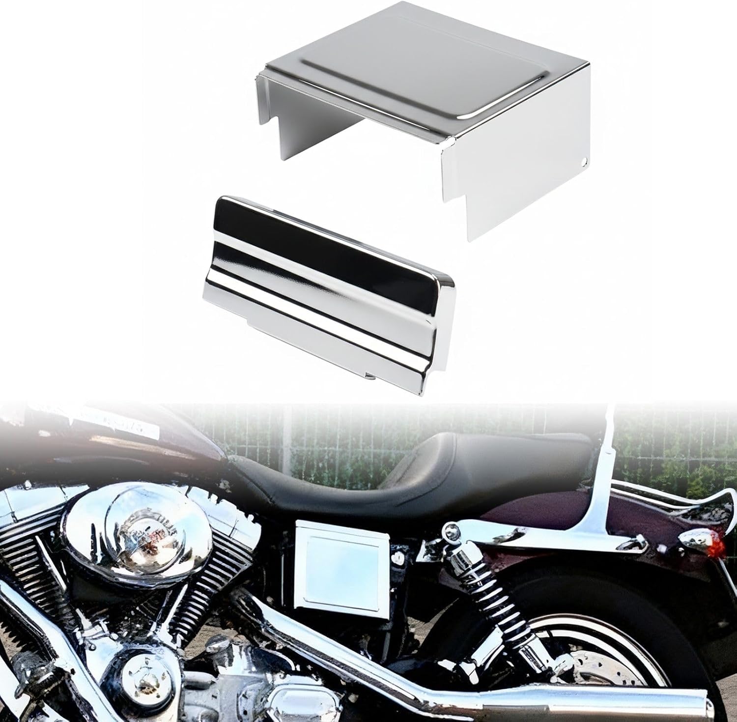 Astra Depot Metal Battery Side & Top Cover Compatible with 1997-2003 Harley Sportster XL 1200C 1200S 883C 883R XLH 1200 883 Hugger (Chrome)