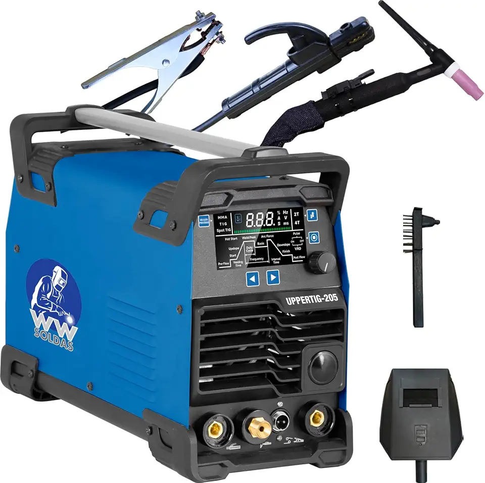 Inversora Máquina De Solda Tig Alta Frequência Pulsada, 200A, Uppertig-205 220V, Spot Tig e MMA WWSoldas