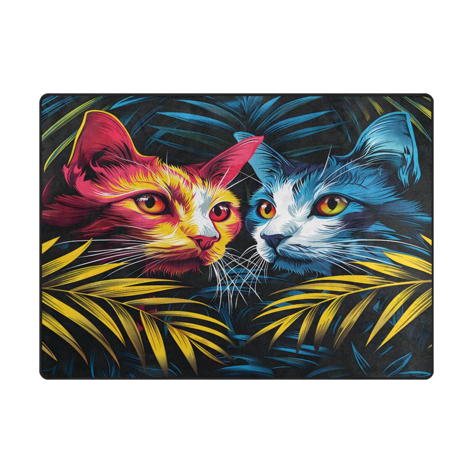 Tapis salon motif chats C Mnsruu 203x147 cm grand tapis chambre contemporain et doux