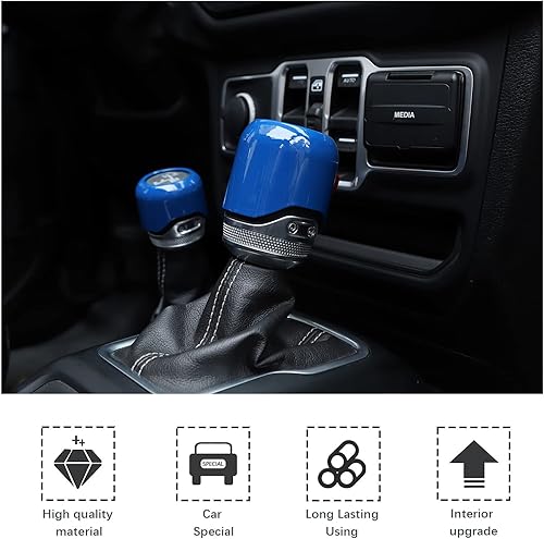 Miniatura 4 de Para Wrangler JL Cubierta de freno de mano azul, Cubierta de la perilla de la palanca de cambios para Jeep Wrangler JL JLU Gladiator JT 2018 Up Azul