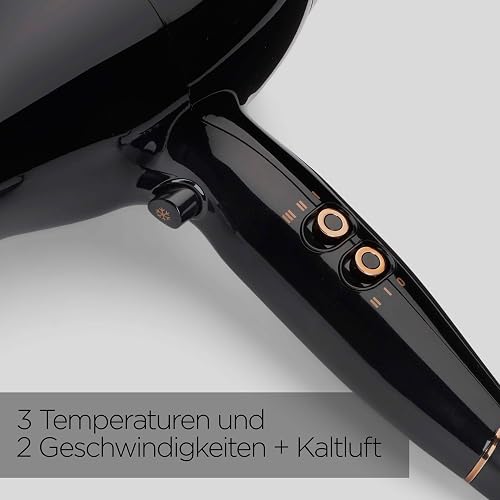 BaByliss Sèche-cheveux Pro Power - Sèche-cheveux puissant de 2300W, Moteur AC Professionnel, Technologie Ionique Anti-Frisottis, 3 réglages de température & 2 réglages de vitesse, Noir, D5245E - 2