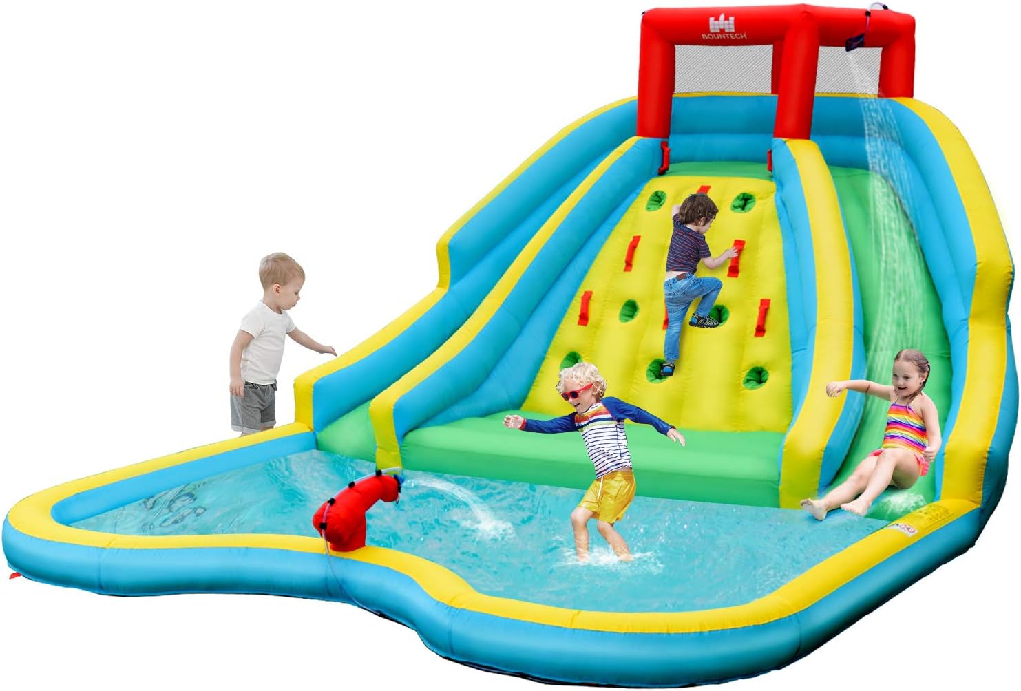 COSTWAY Inflatable Water Slide, Jumping Bouncy Castle with Double