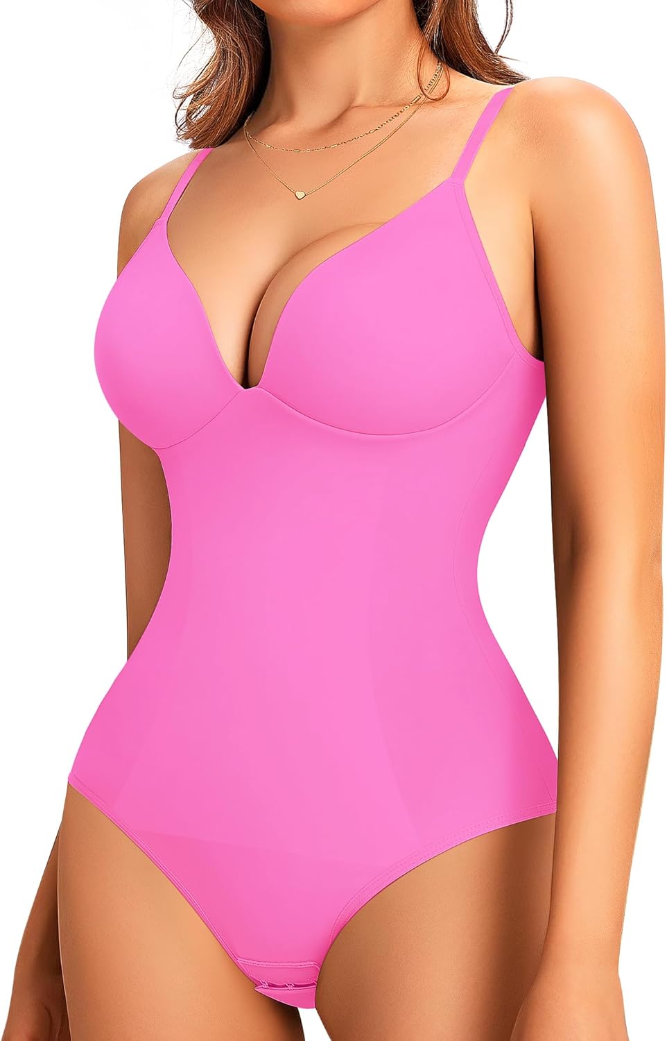 LODAY Shapewear Bodysuits for Women Deep V Neck Body Suit with Built in Bra
