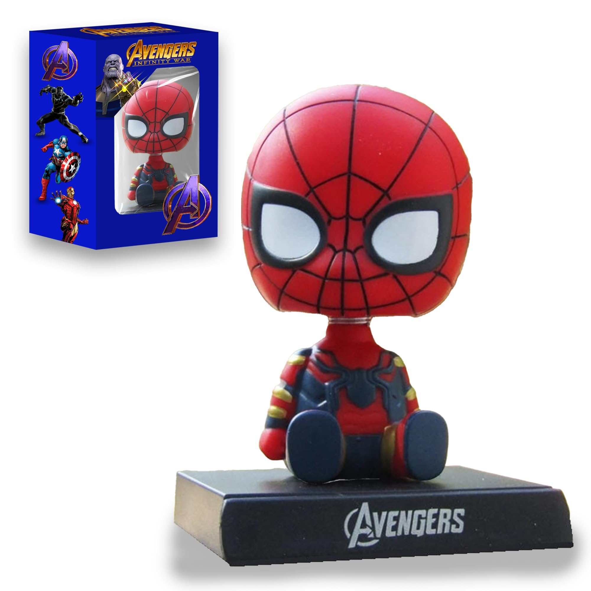 The Little Ones Spider Man Action Figure - Limited Edition Bobblehead Spider Man Action Figure Marvel Toys with Mobile Holder for Car Dashboard,Office Desk & Study Table,BubbleHead[Pack of 1